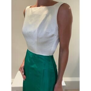 Vintage 1960s Mod The Purple Door Cocktail Shift Dress Green & White Small JL